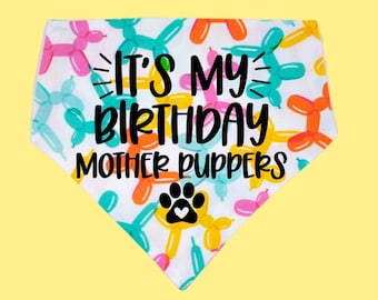 Birthday Dog Bandana | Balloon Dogs | Dog Bandana | Personalised Dog Bandana | It's My Birthday