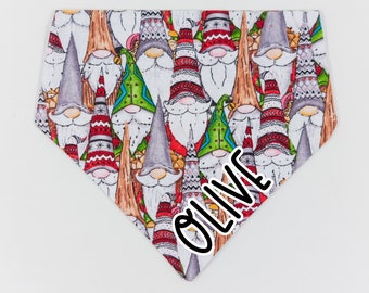 Personalised Dog Bandana | Christmas Dog Bandana | Puppy Bandana | Cat Bandana | Christmas Gnomes