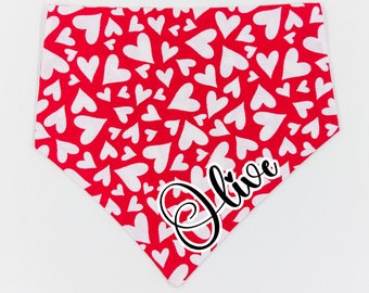 Personalised Dog Bandana | Valentines Dog Bandana | Puppy Bandana | Cat Bandana | Love Hearts