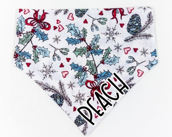 Personalised Dog Bandana | Christmas Dog Bandana | Puppy Bandana | Cat Bandana | Christmas Holly