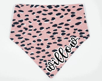 Personalised Dog Bandana | Double Sided Dog Bandana | Cat Bandana | Dog Scarf | Pink Leopard Print