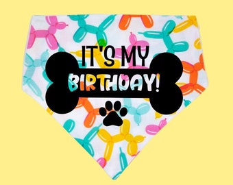 Birthday Dog Bandana | Balloon Dogs | Dog Bandana | Personalised Dog Bandana | It's My Birthday