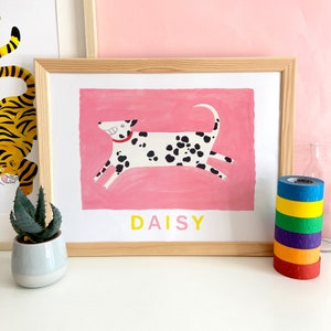 Personalised Gift for Baby Girl Dalmation Dog Illustration Print from original painting Kids Wall Decor image 1