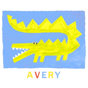 Personalised Alligator Crocodile Print for Kids Room Illustration Print from original painting image 4