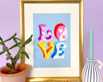 LOVE Print - Wedding Gift -  Art Illustration - Giclee Print