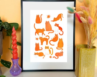 Ginger Cats | Fine Art Giclee Print | Cat Lover Gift