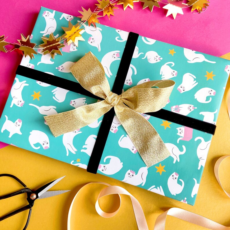 Christmas Cats Wrapping Paper / Gift Wrap Sheets Holiday Etsy
