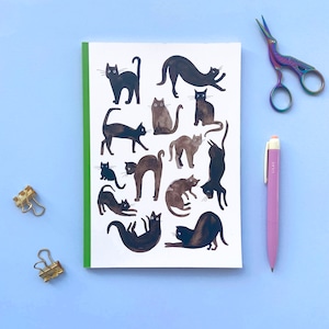 A5 Lined Notebook Black Cat Journal Cat Lover Gift back To School Ruled Notebook Planner image 1