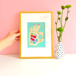 Doing Great Hand Tattoo Positive saying Fine Art Illustration Print