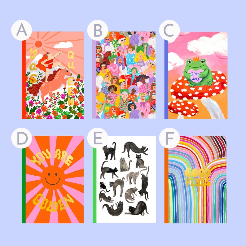 Mix & Match Fun Quirky Lined Notebooks 6 designs to choose from Ruled Notebooks Bullet Journal image 1