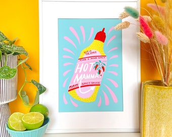 Hot Mamma! Mothers Day Gift -  Art Illustration - Giclee Print