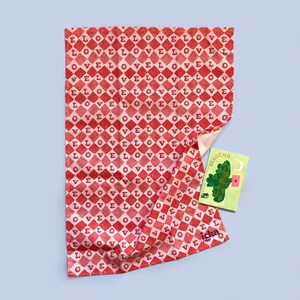 GRATIS KAART!!!! with Love Geruite Valentijnsdagtheedoek