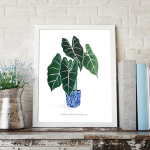 Plant Painting of Green Velvet Alocasia High Quality Giclee Print by artist me image 3