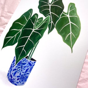 Plant Painting of Green Velvet Alocasia High Quality Giclee Print by artist me image 7