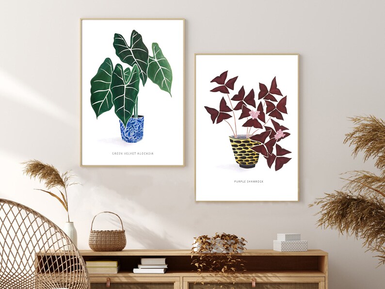 Plant Painting of Green Velvet Alocasia High Quality Giclee Print by artist me image 6