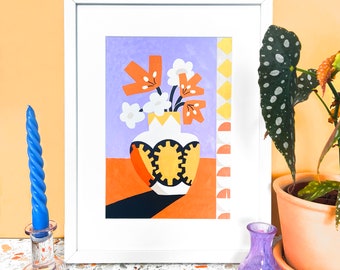 Flower Pot Abstract Fine Art Illustration Print