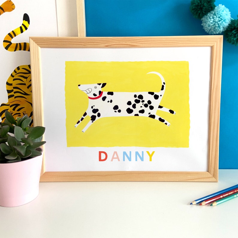 Personalised Gift for Baby Girl Dalmation Dog Illustration Print from original painting Kids Wall Decor image 2