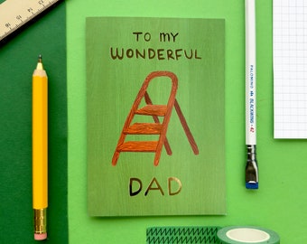 Fathers Day 'Step Dad' Card - Gold Foiled with colourful FSC certified envelope. Blank Inside for your own message