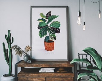 Fiddle Leaf Fig Plant Painting - High Quality Giclee Print