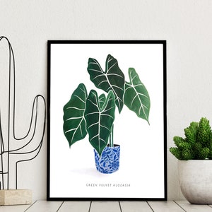 Plant Painting of Green Velvet Alocasia High Quality Giclee Print by artist me image 5