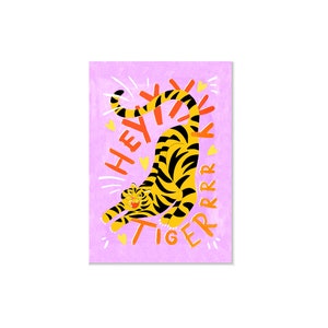 Heyy Tiger Print Positive saying Fine Art Illustration Print Nursery Living Room Art image 4