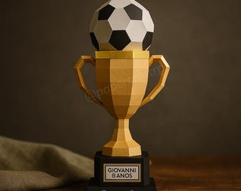 Trofeo de fútbol 3D de papel, caja de regalo DIY (descarga digital)