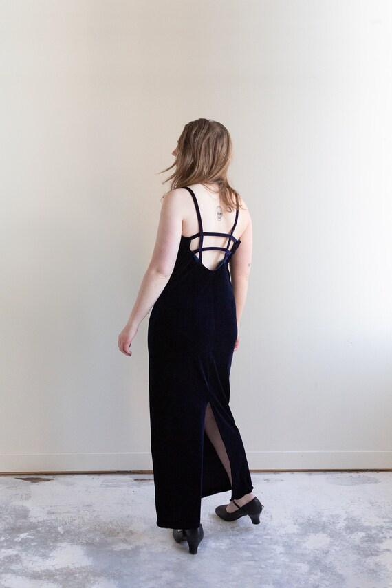 Vintage 1990s navy velvet gown
