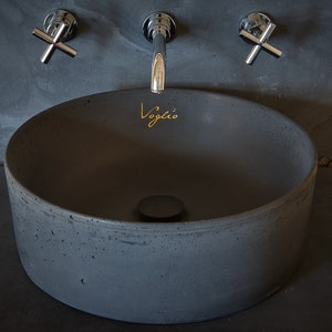 Black Colour, Bathroom cabinet Sink | Round Concrete Sink | Counter top basin | Vanity top sink | table top vessel sink | Washbasin