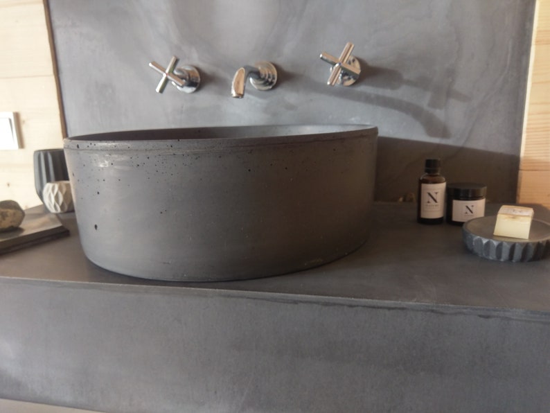 V_03 ANTHRACITE Bathroom Sink Concrete Sink / vanity counter top basin / table top sink / vessel sink / bathroom washbasin / concrete image 2