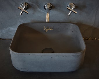 Black Sink USV_14 Bathroom Sink | Concrete Sink | Bathroom Vessel Sink | Vessel Sink | Wash Basin | Black Concrete | Concrete bowl sink