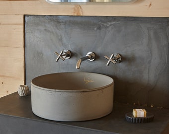 USV_01 Bathroom Sink | Concrete Sink | Round Sink | Bathroom Vessel Sink | Vessel Sink | Wash Basin | Gray Concrete | Concrete bowl sink