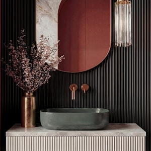 USV_2 Lavabo en béton vert - évier rectangulaire luxueux pour salle de bain. Évier en béton pur armoire de toilette lavabo. Lavabo moderne.