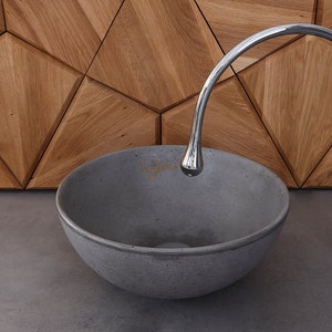 Bathroom vanity top sink | Counter top concrete sink | Bathroom, Round Vessel Sink | Grey color | Handmade cabinet top washbasin
