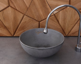 USV_52 Bathroom Sink | Concrete Sink | Round Sink | Bathroom Vessel Sink | Vessel Sink | Wash Basin | Gray Concrete | Concrete bowl sink