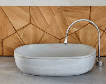 USV_41 Bathroom Sink | Concrete Sink | Round Sink | Bathroom Vessel Sink | Vessel Sink | Wash Basin | Gray Concrete | Concrete bowl sink