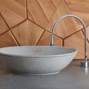Concrete vessel sink in a light grey hue | Vanity top washbasin | Counter top, concrete Sink | Vessel Sink  | Handmade, concrete sink