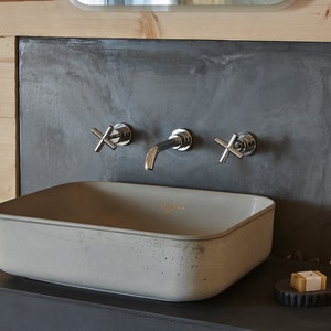 LIGHT GREY Vanity top sink | Bathroom Sink | Concrete Sink | Vessel Sink |  Concrete washbasin | Counter top rectangular washbasin