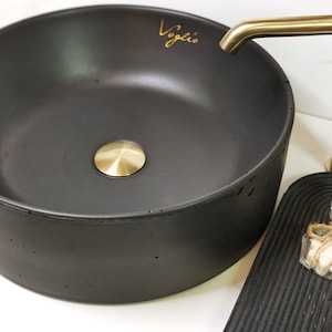 Bathroom Concrete Sink | Black Round  Vessel Sink | Wash Basin | Vanity top bowl sink | countertop washbasin | Free delivery