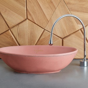 Pink Color Bathroom Sink | Counter top sink | Oval Sink | Bathroom Vessel Sink | Handmade, Bathroom Cabinet Top Washbasin.