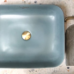 Denim Blue Vessel Sink | Bathroom Vanity Top  Washbasin | Rectangular Countertop Sink |  Handmade sink, ready for installation.