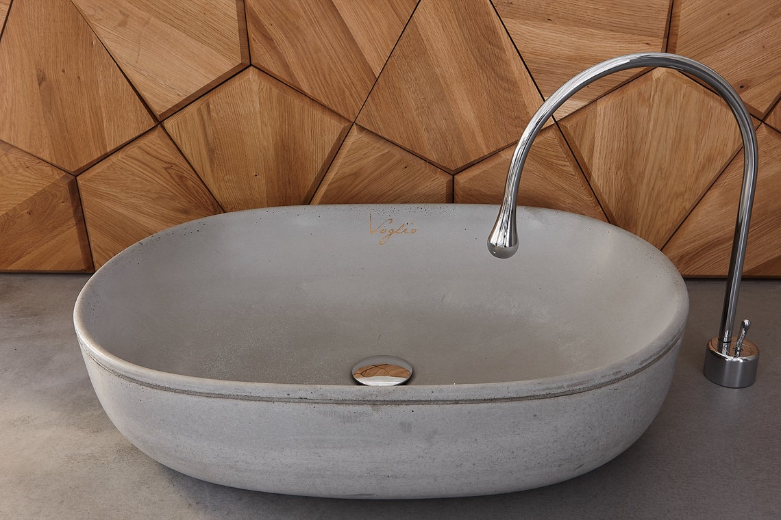 V_41 LIGHT GREY Bathroom Sink Concrete Sink Round Sink Etsy