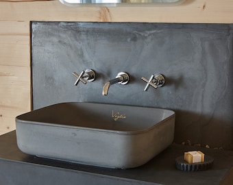 Bathroom Vanity Sink USV_23 Anthracite | Concrete Sink | Rectangle Sink | Vessel Sink | Vessel Sink | | Concrete | Counter top sink basin