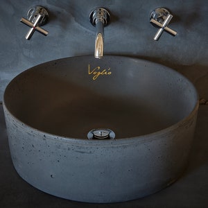 V_03 ANTHRACITE Bathroom Sink Concrete Sink / vanity counter top basin / table top sink / vessel sink / bathroom washbasin / concrete image 8