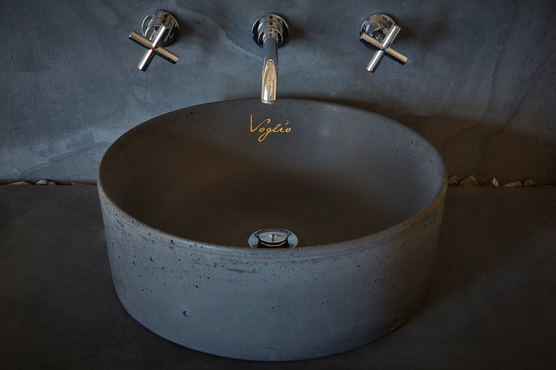 V_03 ANTHRACITE Bathroom Sink Concrete Sink / vanity counter top basin / table top sink / vessel sink / bathroom washbasin / concrete image 8