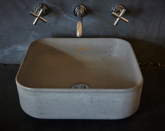 Concrete Sink USV_12 Bathroom Sink | Square Sink | Bathroom Vessel Sink | Vessel Sink | Wash Basin | Gray Concrete | Concrete bowl sink