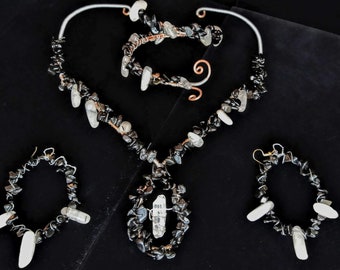 Smokey Quartz & Tourmaline Copper Set