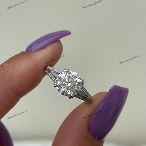 Moissanite Ring| 1.85 Ct Round Cut Moissanite Diamond Engagement Ring| Wedding Ring| New Ring| Gift Ring| Anniversary Gift Ring