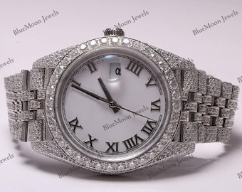 Luksusowy zegarek z moissanitem Iced Out: spersonalizowana biżuteria hiphopowa