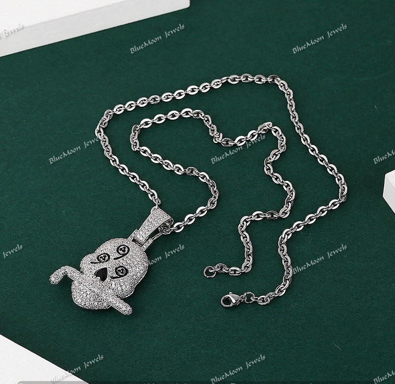 Hip Hop Iced Out Bling 999 Skull Pendant VVS Moissanite 925