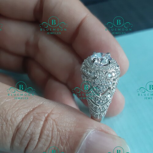 3.30 Carat shops White Round Cut Cubic Zirconia Diamond Hand Made Women's Engagement/Wedding Ring In 925 Silver